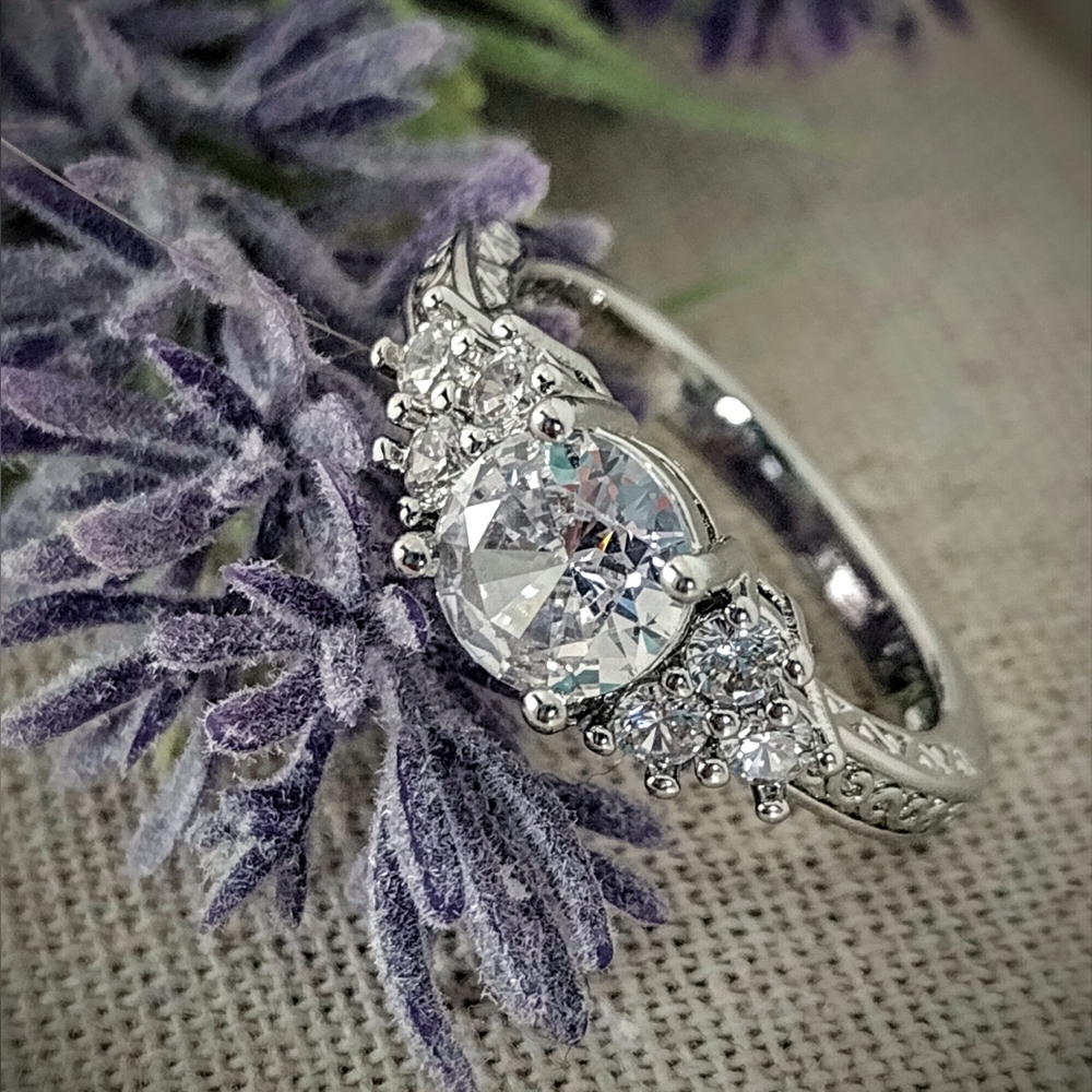Round Cut Cubic Zirconia Diamond Ring Size 7 Stainless Steel